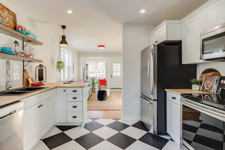 checkered kitchen floor
