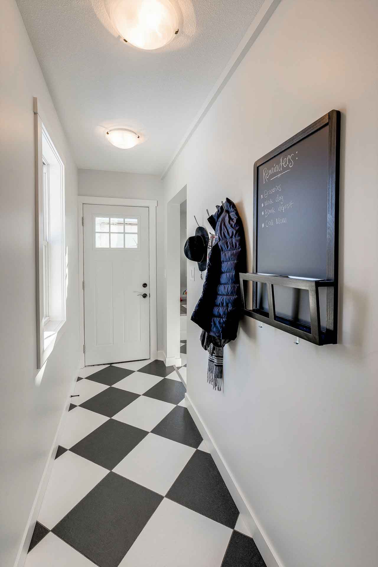 entrance with checkered floor